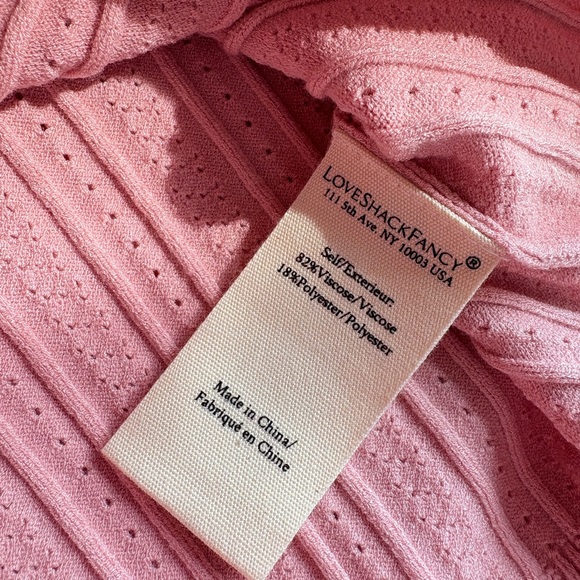 NWT LoveShackFancy Martti Stretch Pointelle Cardigan Fawn Pink | S - Picture 8 of 10